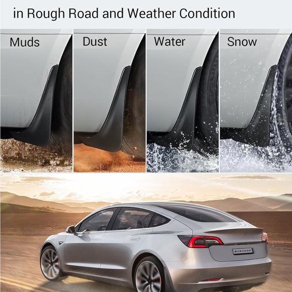 Tesla🚗Model 3 Mud Flaps Splash Guards Winter Sediment Protection Mudguards - Picture 4 of 8